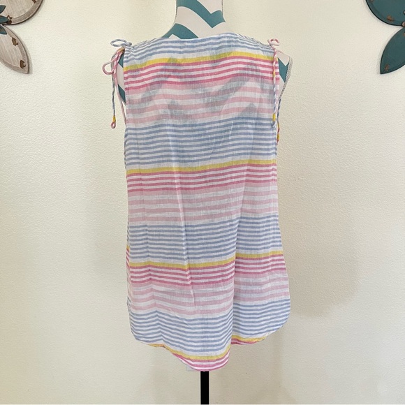 Tommy Bahama Sleeveless V-Neck Tank Striped Linen Blend size Medium - Picture 3 of 12